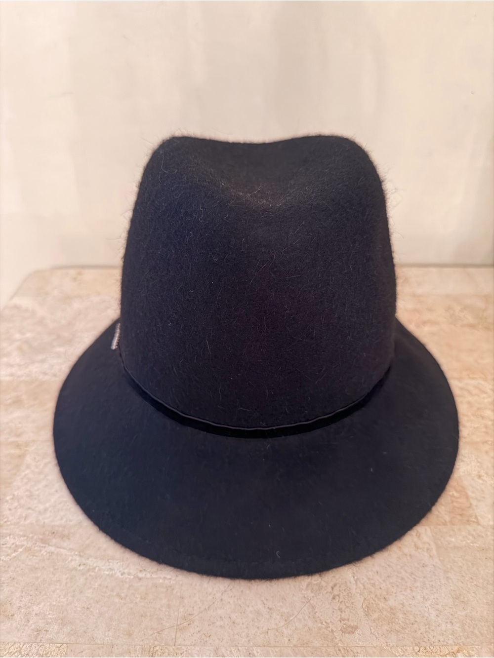 Jones New York Black Felt Cloche Hat with Rhinestone Buckle On Velvet Band - Picture 4 of 7